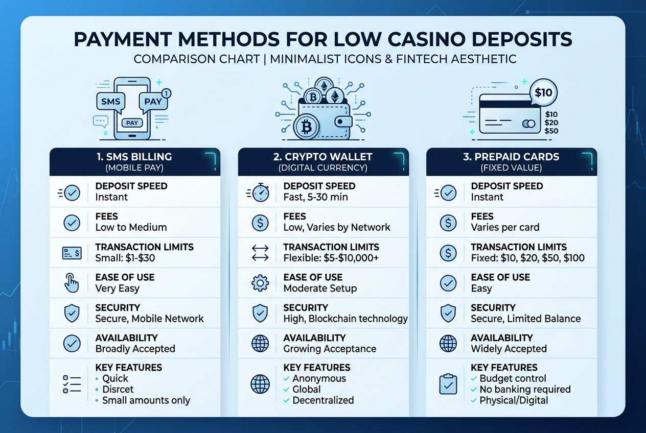 Srovnání platebních metod pro casino vklady 50 Kč